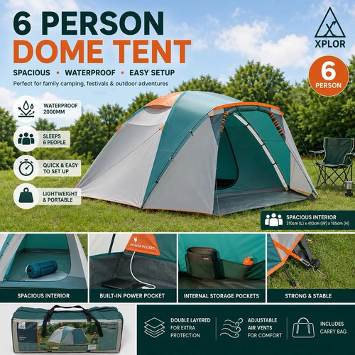 Xplor teal grey 6 person - grey, 6-person