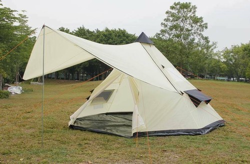 Tent with awning person - with,