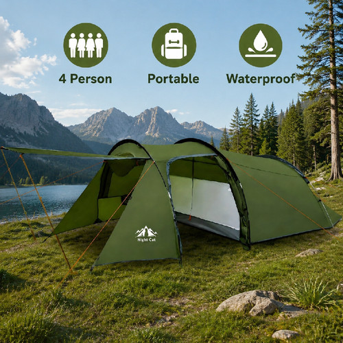 Man family camping - camping, tent